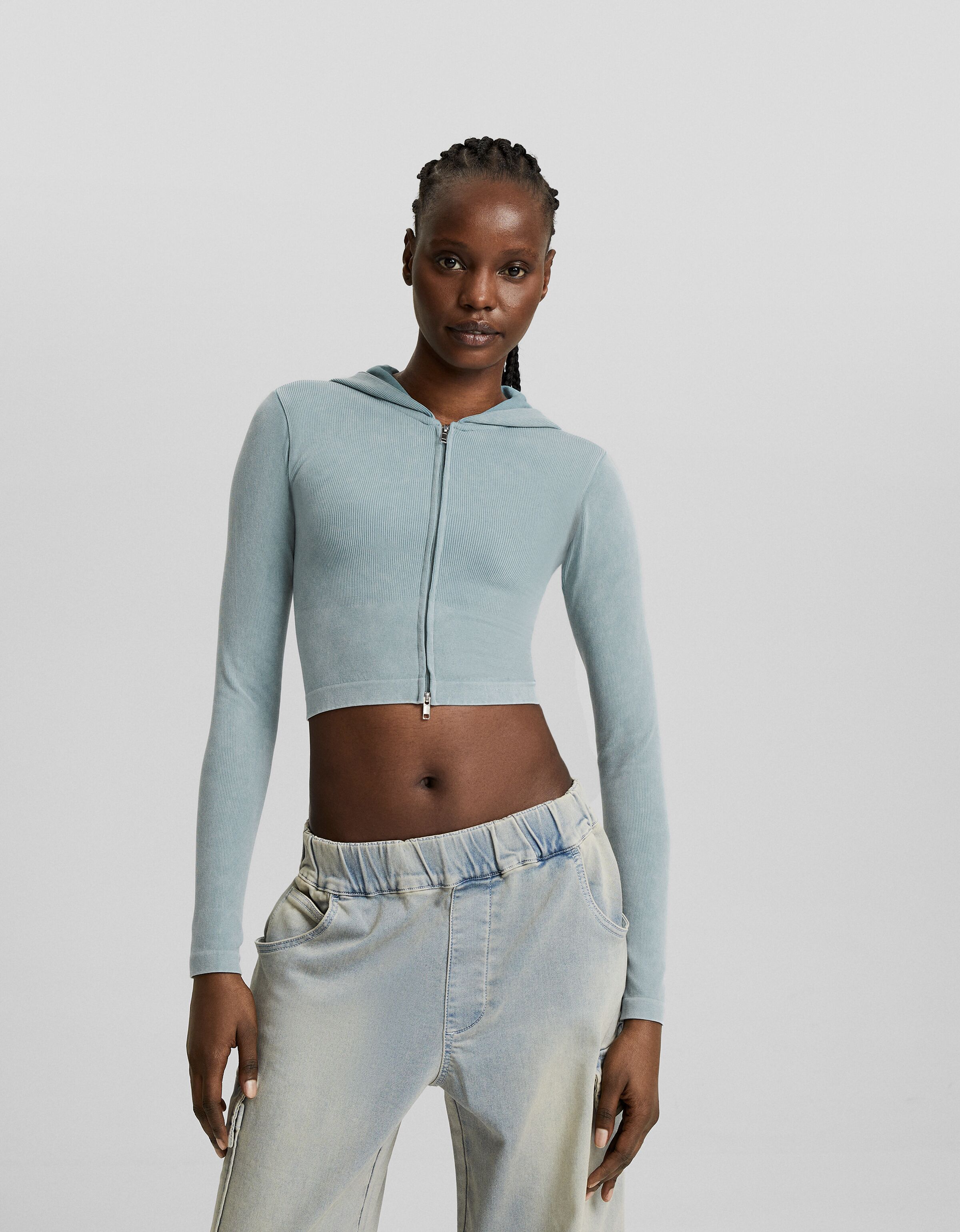 Crop top sales zip up