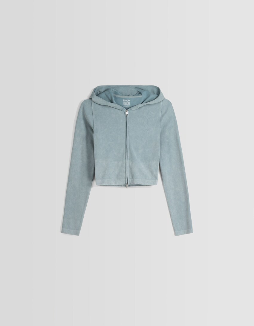 Cropped zip-up seamless hoodie - BSK Teen | Bershka