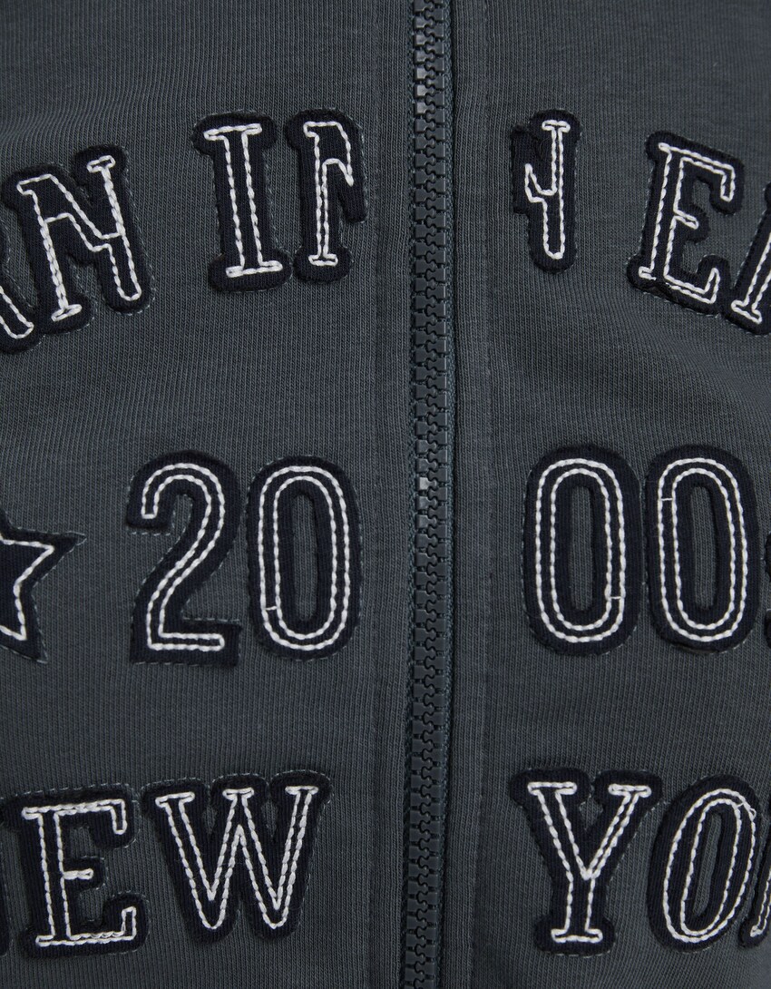 Sweatshirt zip bordado New York-Caqui-5