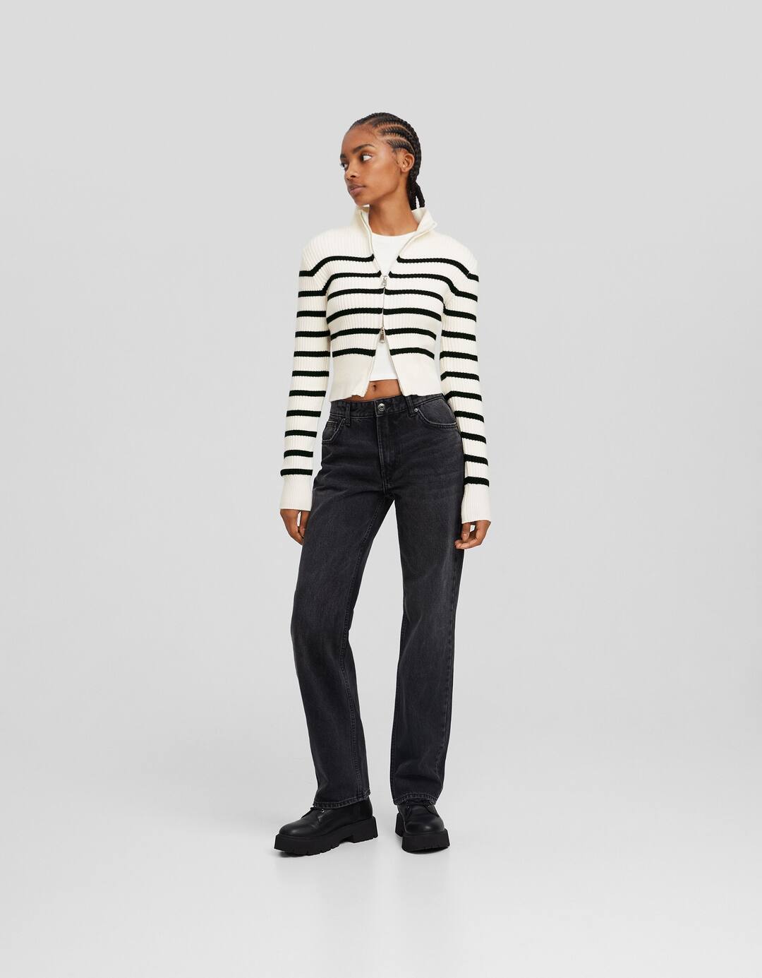 Striped cardigan with zip