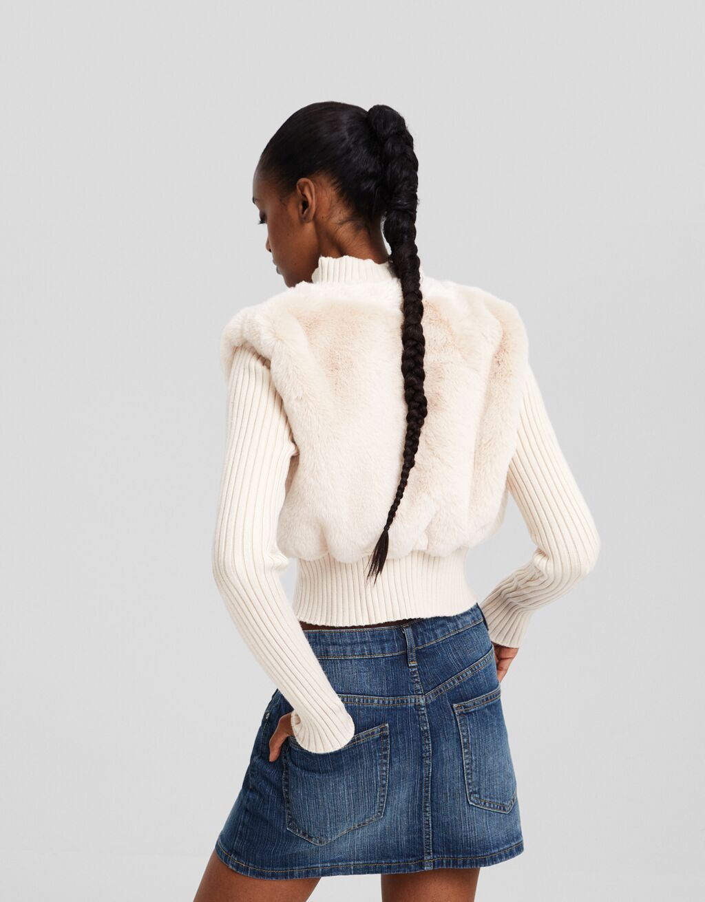 bershka Zip-up faux fur cardigan - New - Women, Bershka