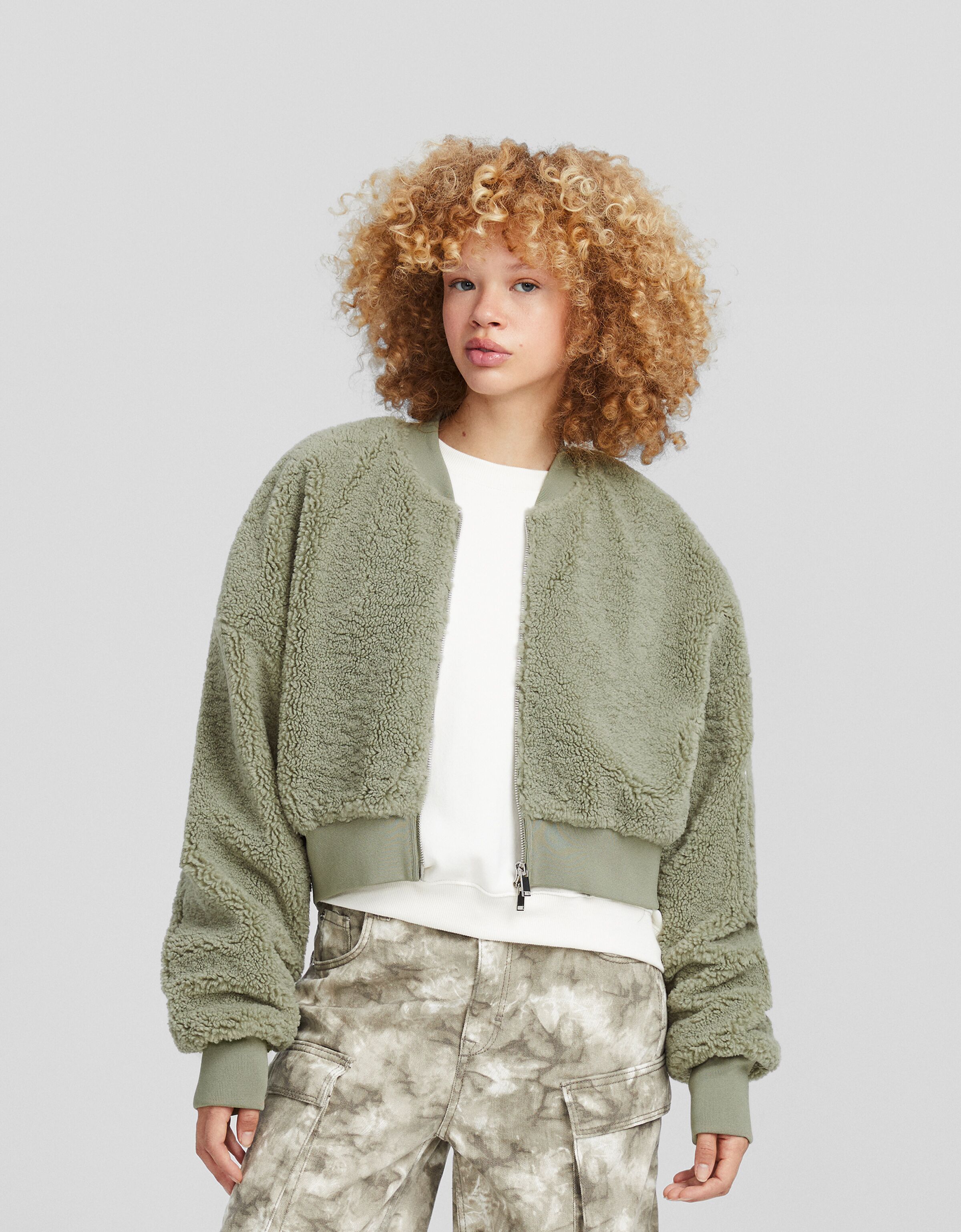 Faux outlet shearling sweatshirt