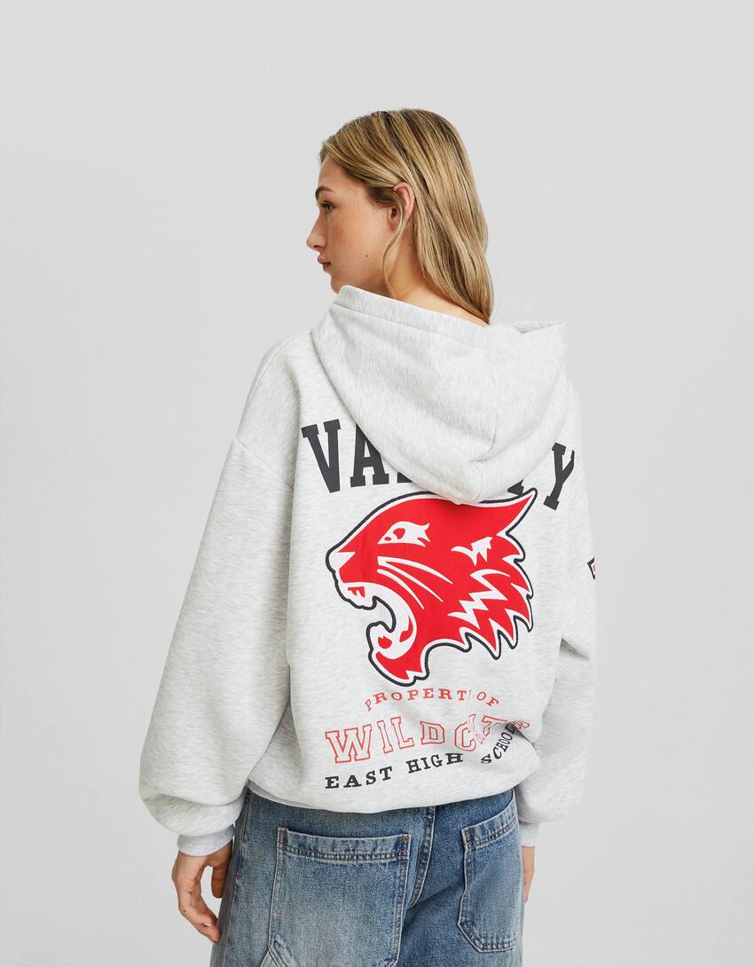 Printed High School Musical zip-up hoodie-Grey-2