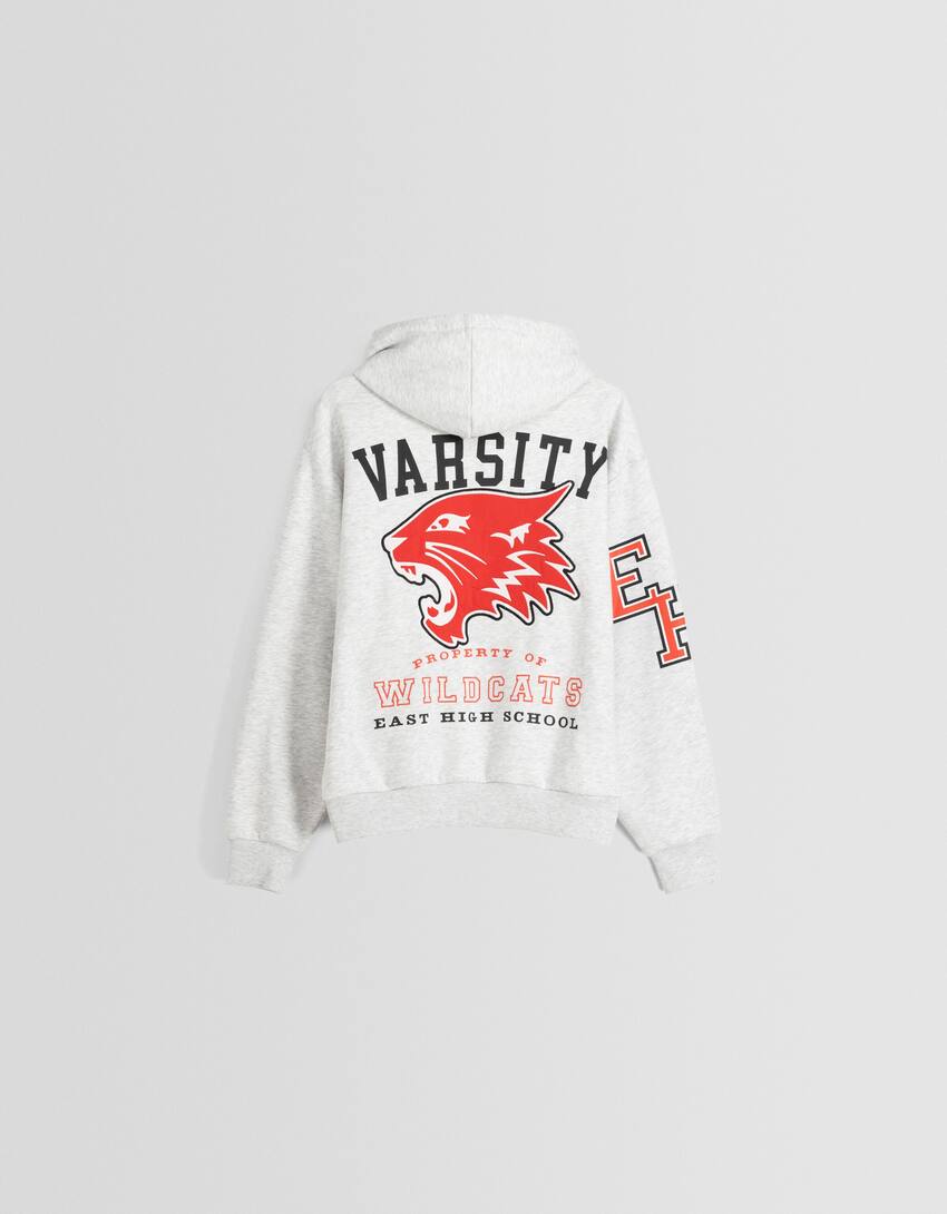 Printed High School Musical zip-up hoodie-Grey-5