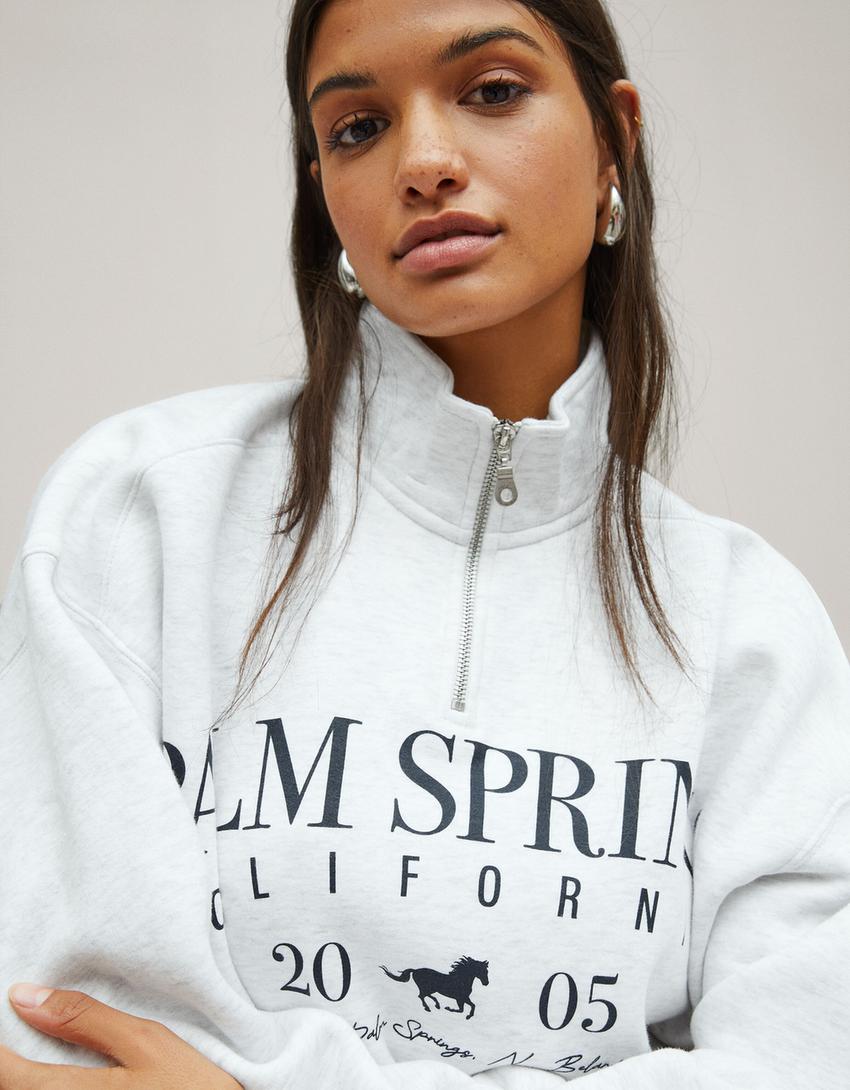 Sweat zippé print-Gris-2