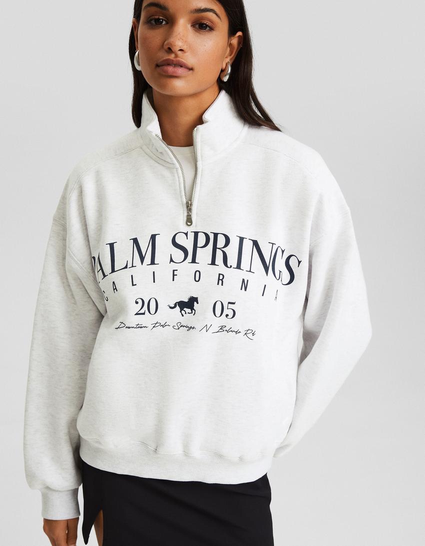 Sweat zippé print-Gris-2