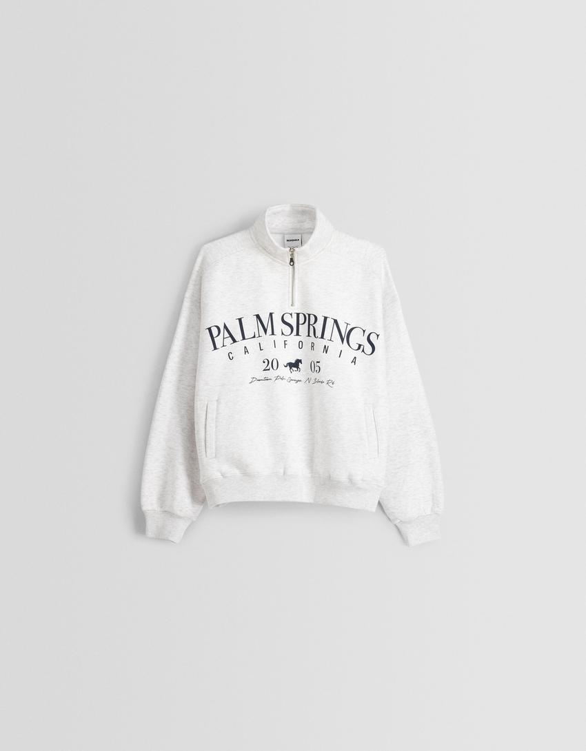 Sweat zippé print-Gris-5