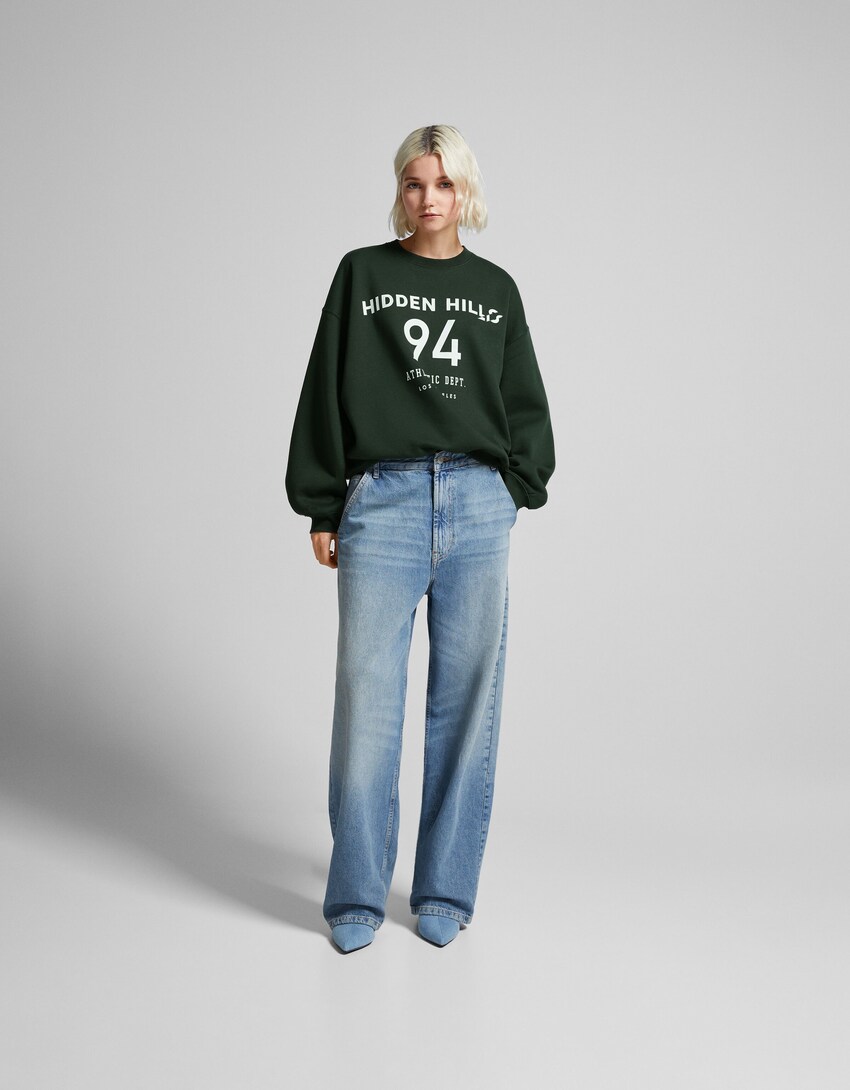 Sweatshirt oversize estampada-Verde-3
