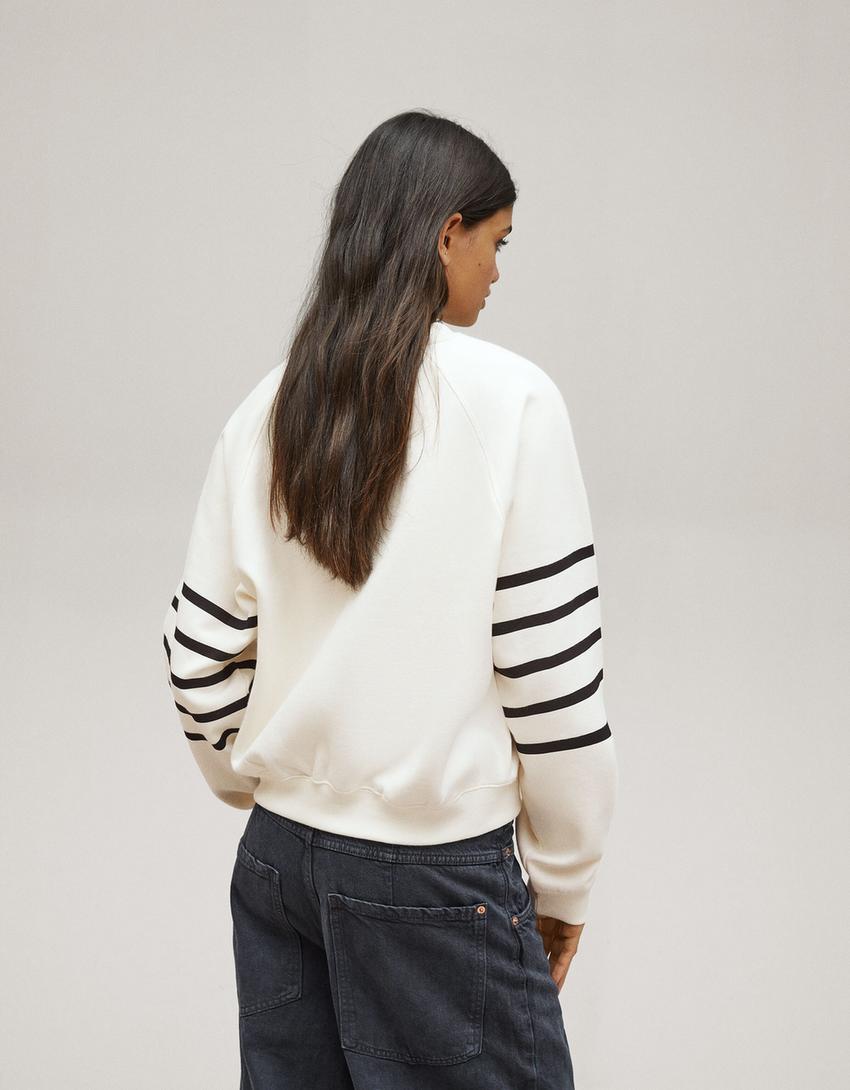 Sweat raglan-Blanc / Noir-1