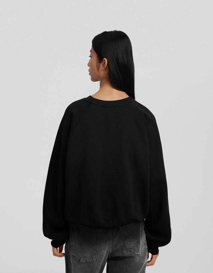 Raglan sleeve sweatshirt-Black-4