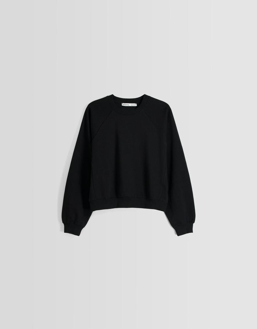 Raglan sleeve sweatshirt-Black-0