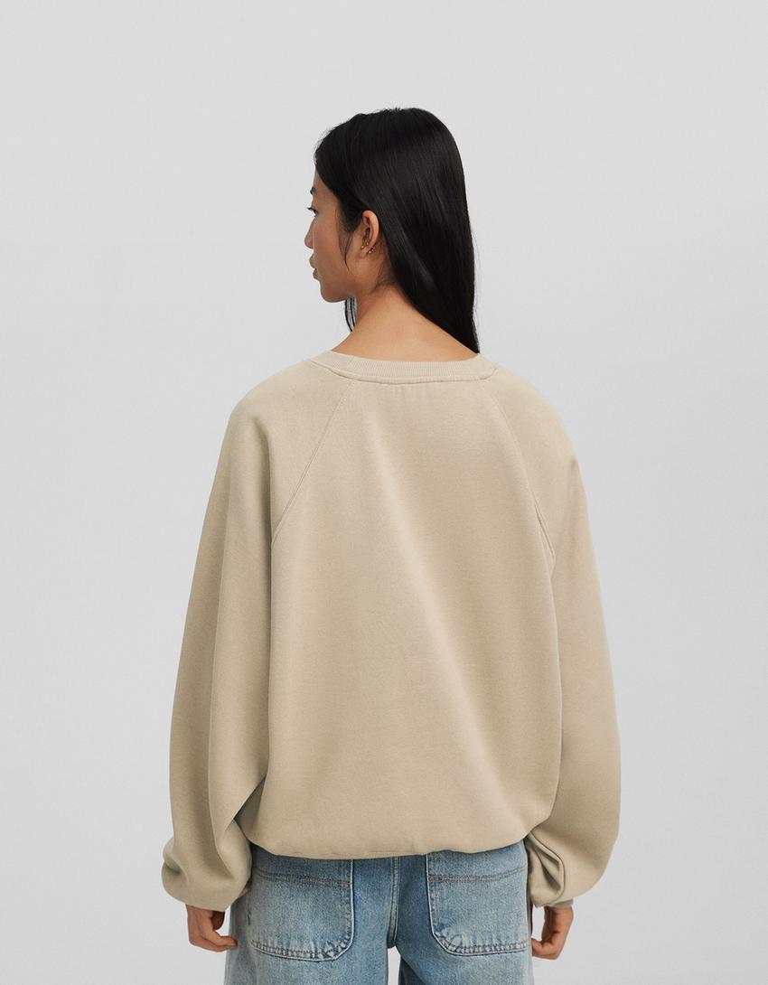 Raglan sleeve sweatshirt-Sand-5