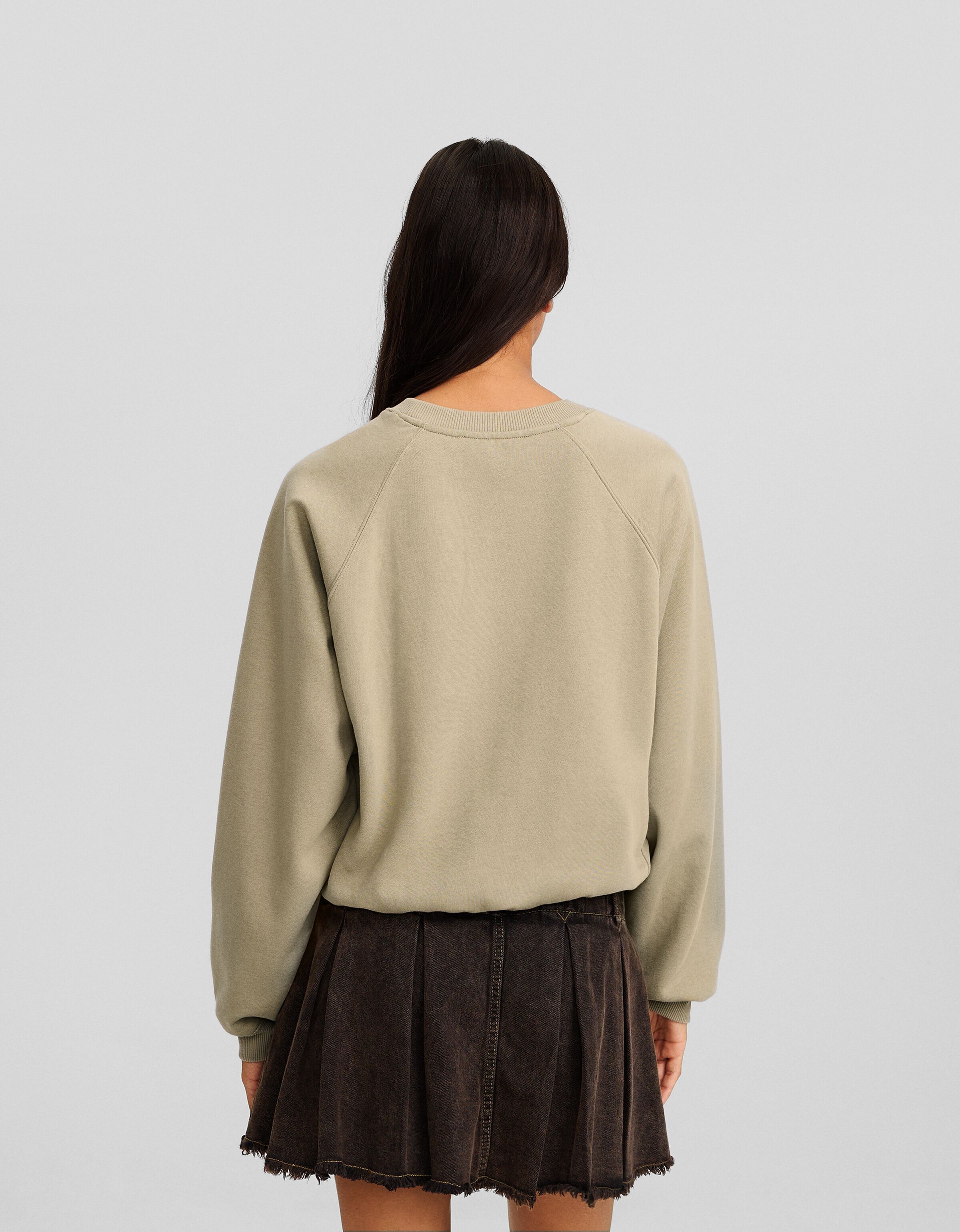 Raglan sleeve sweatshirt-Sand-1