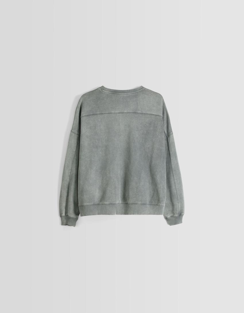 Kapüşonlu oversize sweatshirt-Gri-5