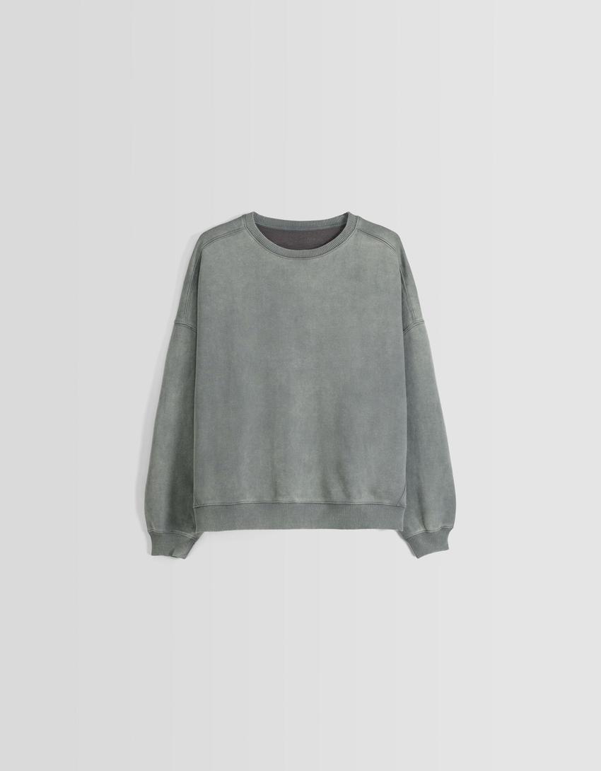 Kapüşonlu oversize sweatshirt-Gri-4