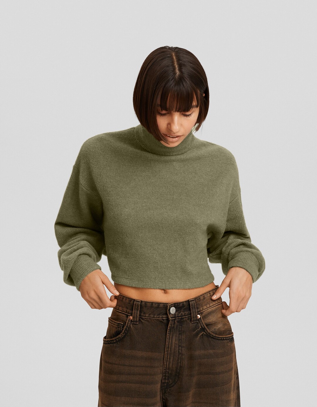 Sweater med høj krave