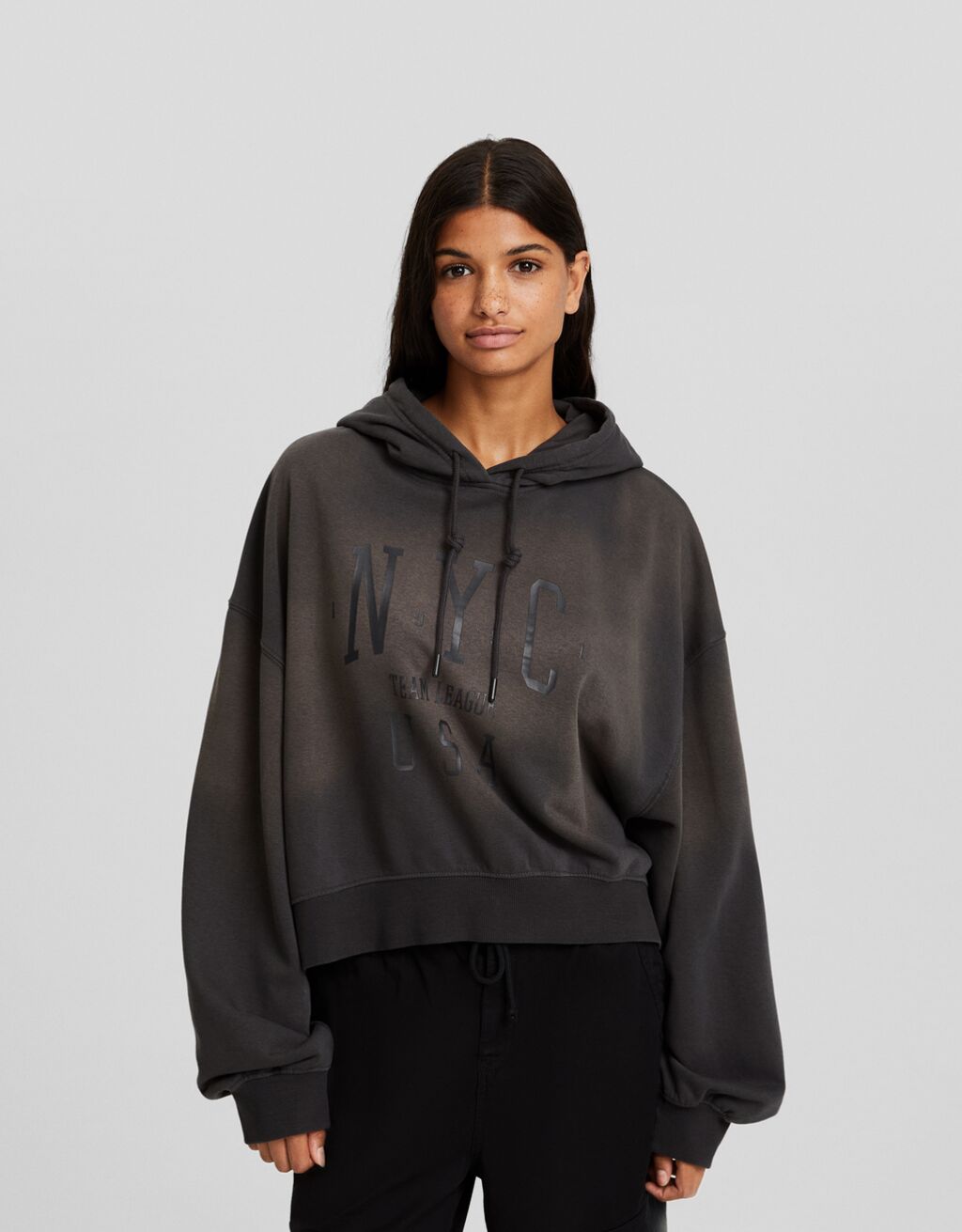 Sweat a capuche gris oversize on sale