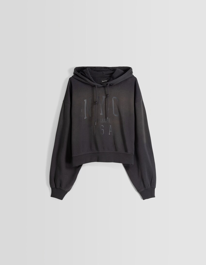 Sweatshirt capuz oversize efeito lavado mensagem-Cinzento-escuro-4
