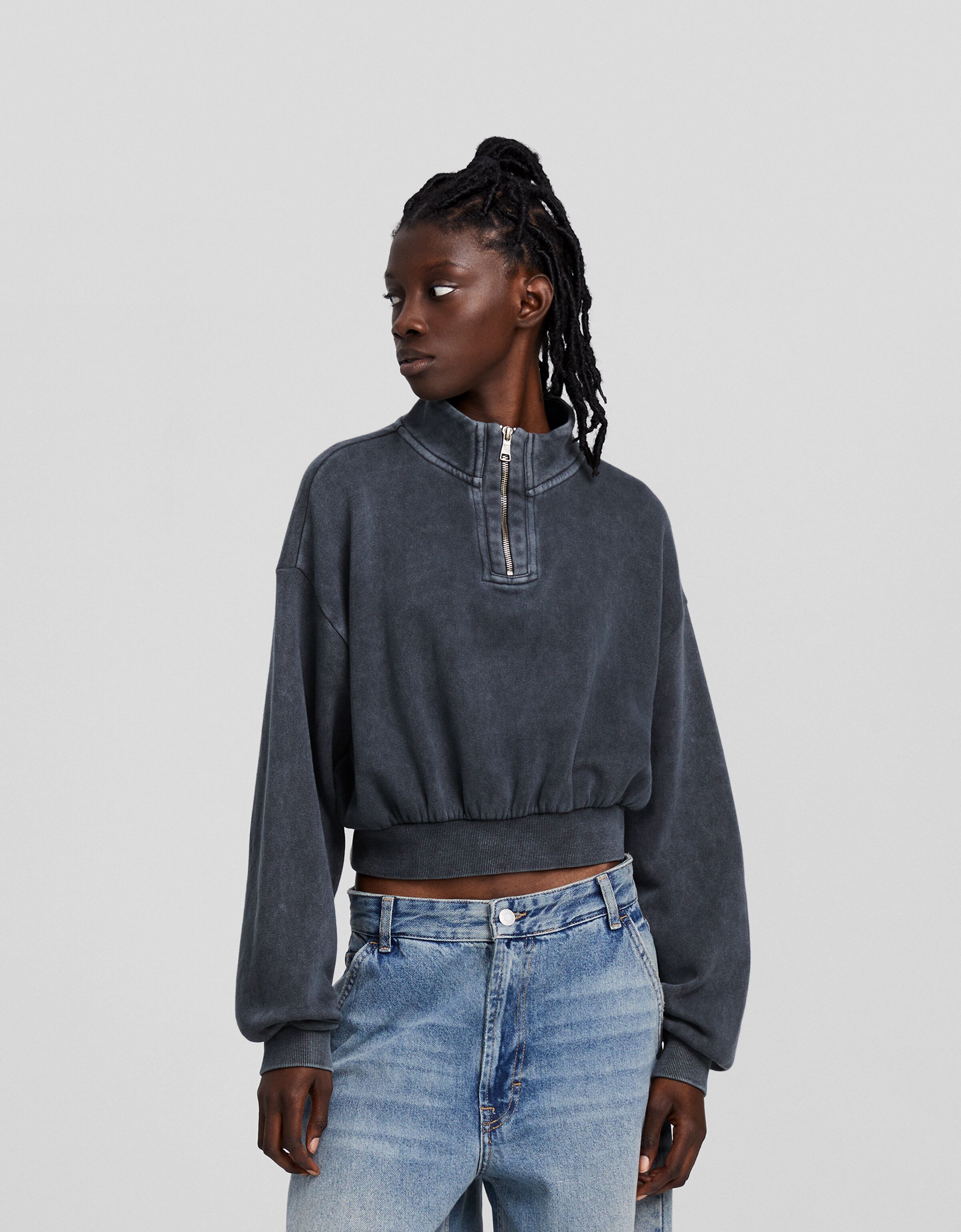 Cropped quarter zip clearance