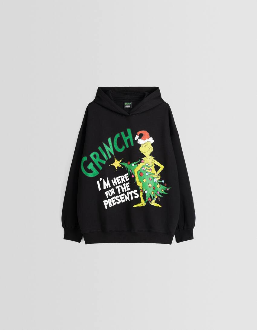 The Grinch print hoodie-Black-4