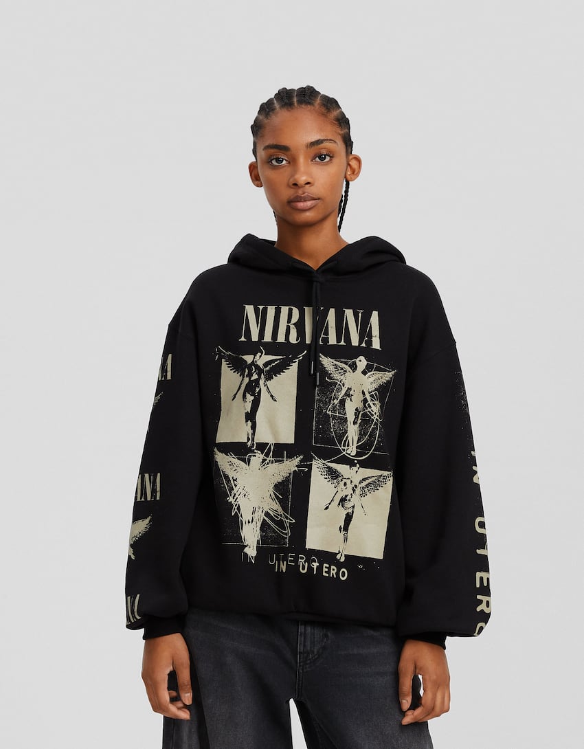 Printed Nirvana hoodie-Black-0