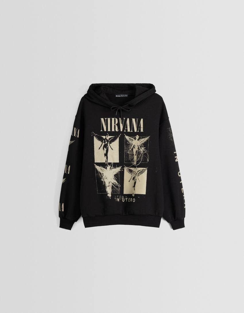 Printed Nirvana hoodie-Black-4