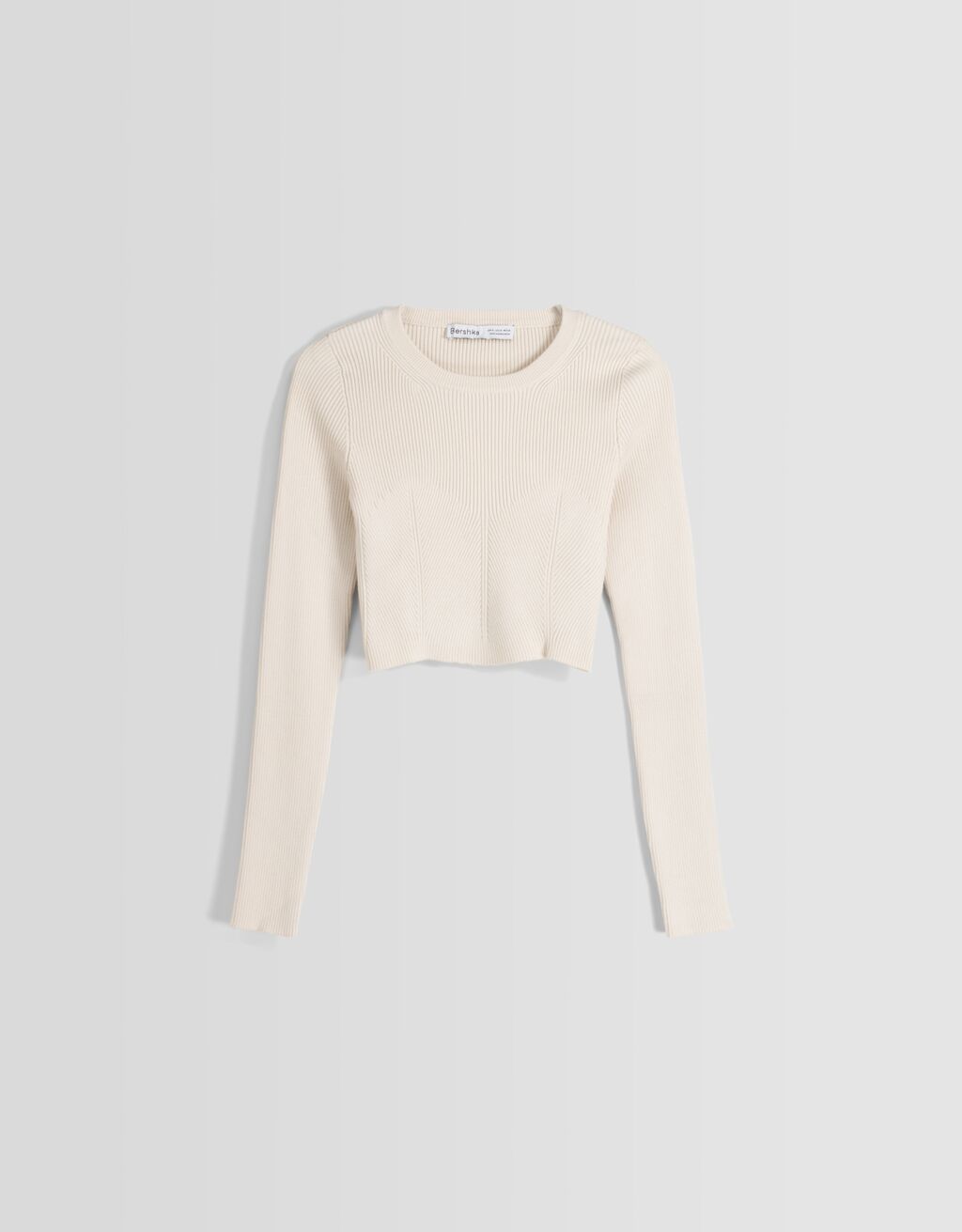 Ribbed knit cropped sweater Women Bershka