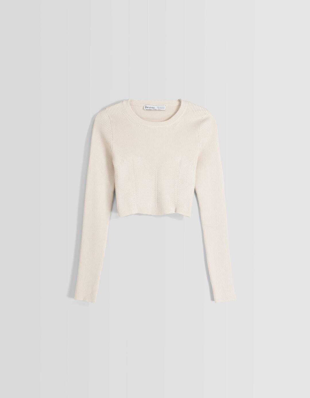 Pull cropped maille bord-côte