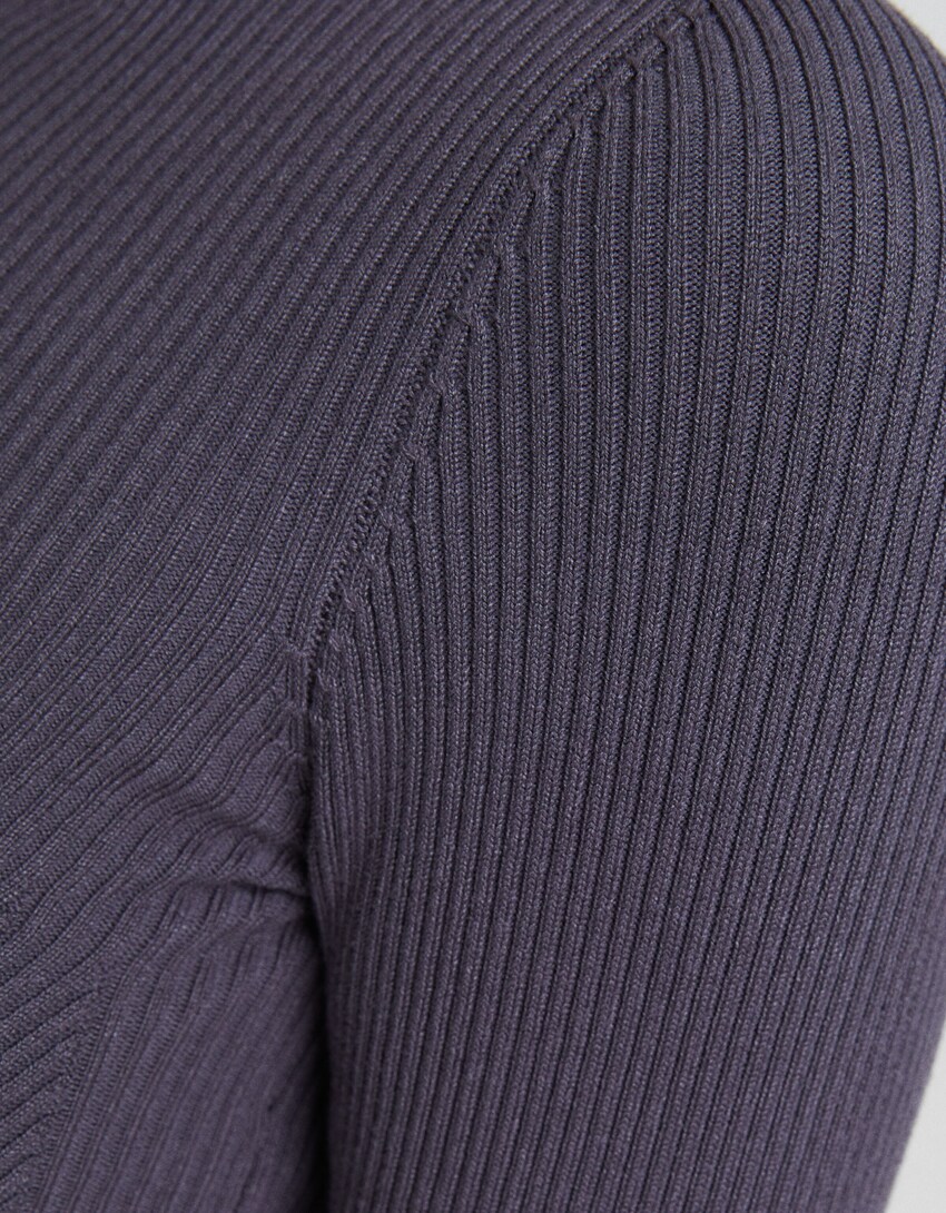 Sweater cropped malha nervuras-Cinzento-escuro-5