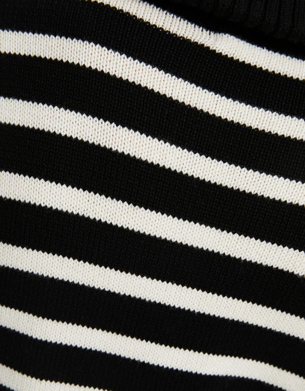 Pruhovaný sveter na zips-Čierna-5
