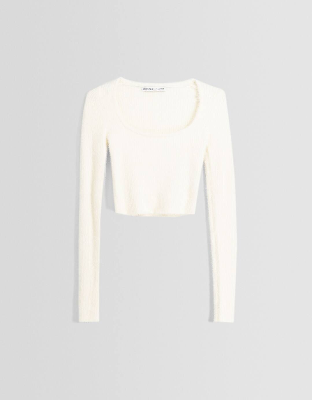 Sweater with square-cut neckline