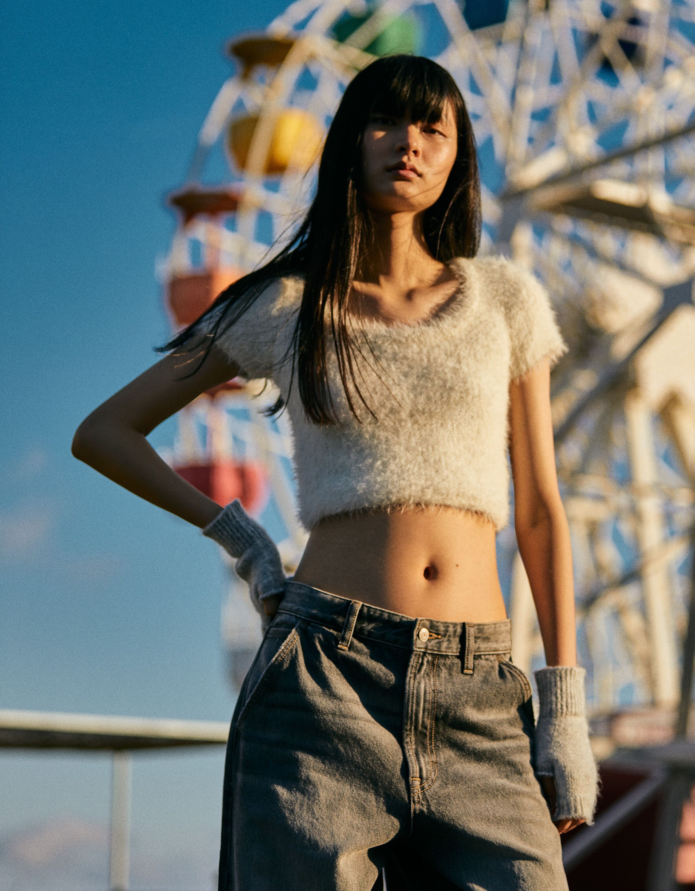 Short sleeve fuzzy hotsell sweater