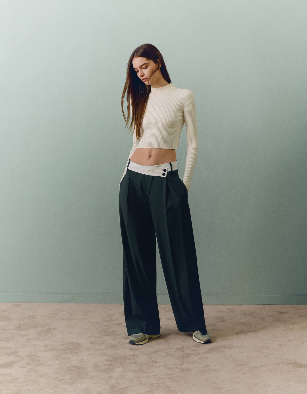 High neck ribbed sweater