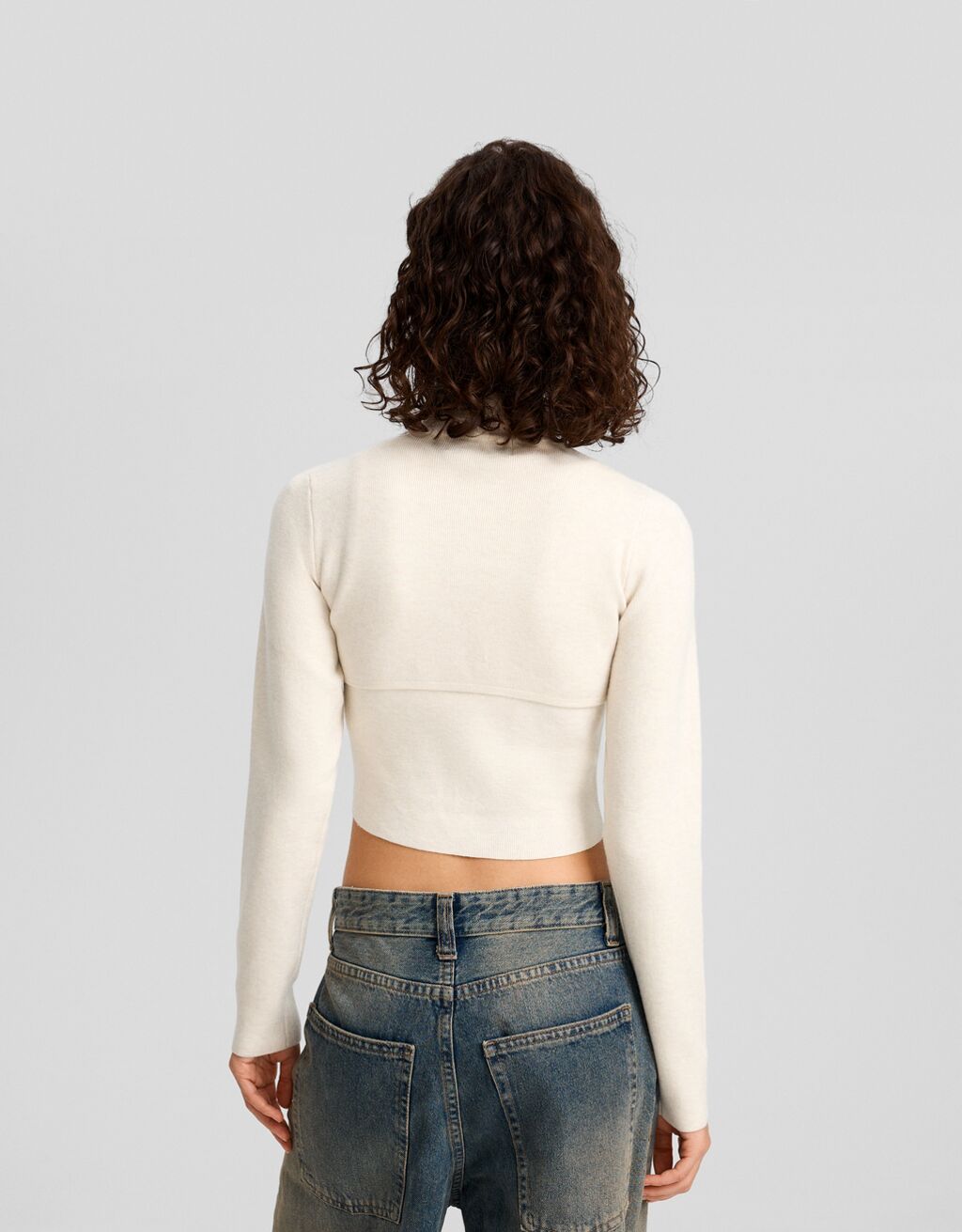 Cropped arm warmer sweater with a high neck Women Bershka