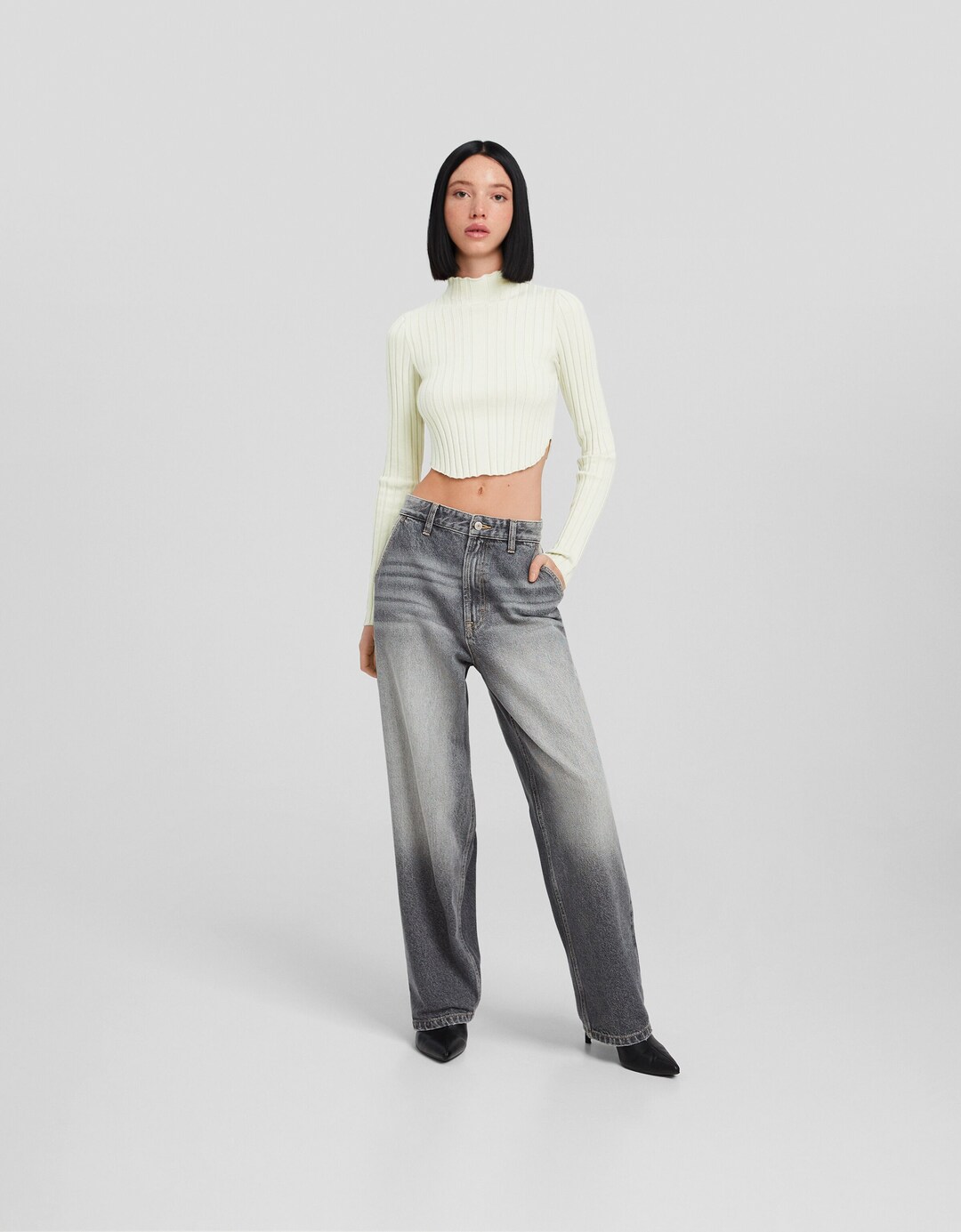 Ribbed mock neck sweater