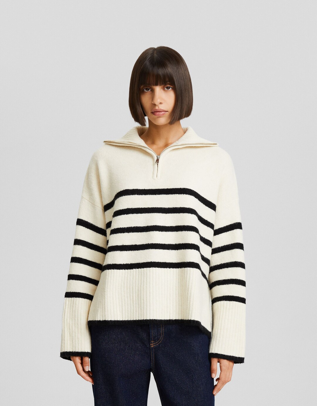 High neck sweater with zip