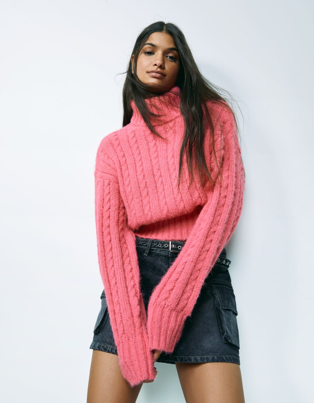 Pull col roul tress Femme Bershka