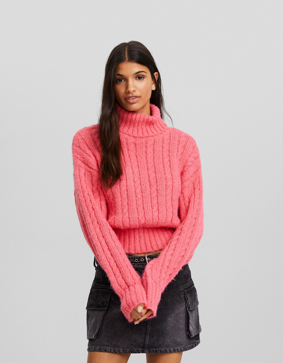 Pleciony sweter z półgolfem