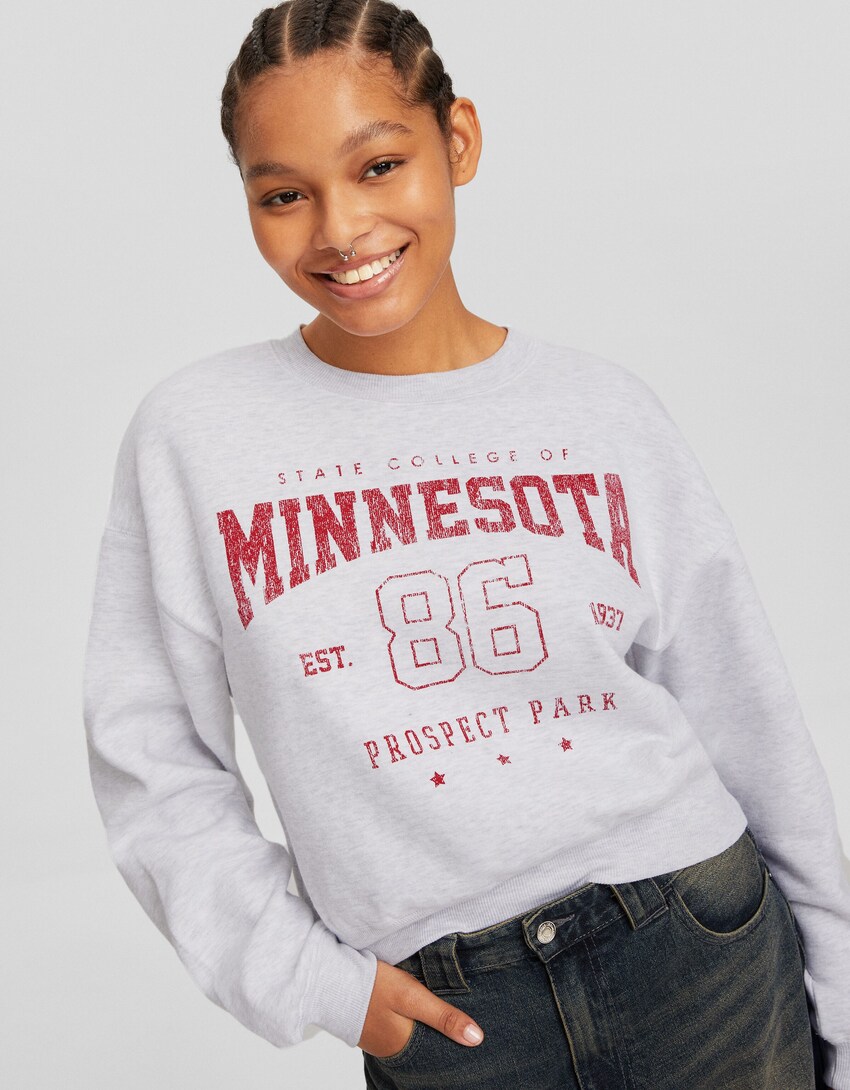 Sweatshirt padrão Minnesota-Cinza-2