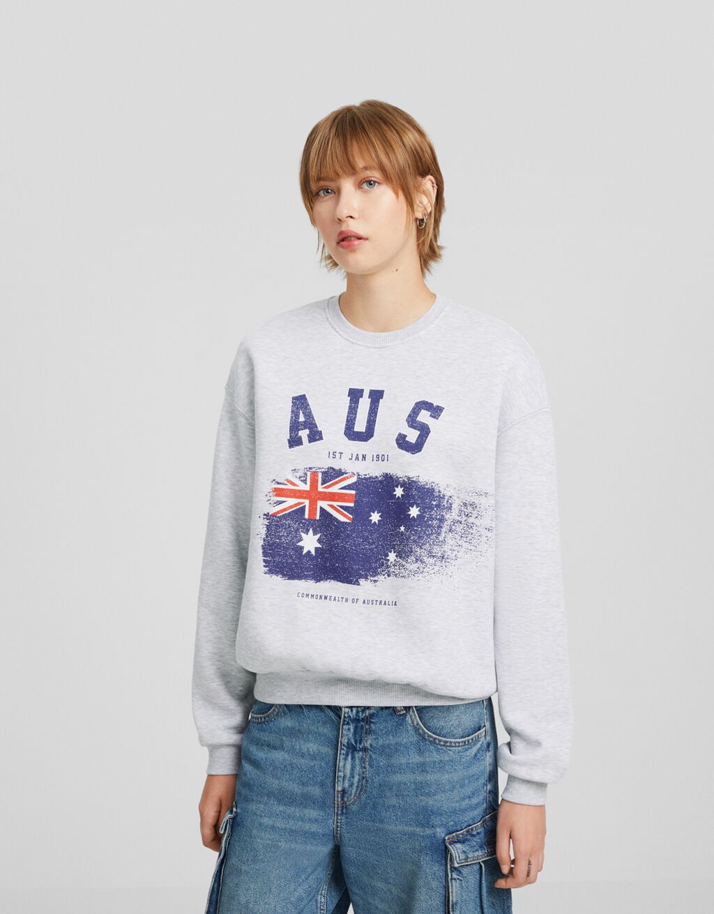 Sweat ample imprim Femme Bershka