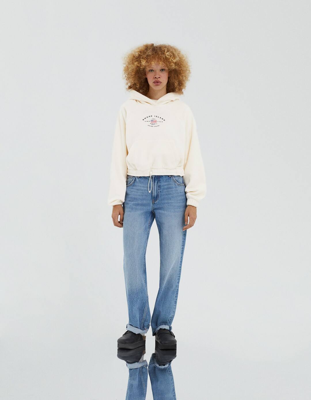 Embroidered fleece hoodie