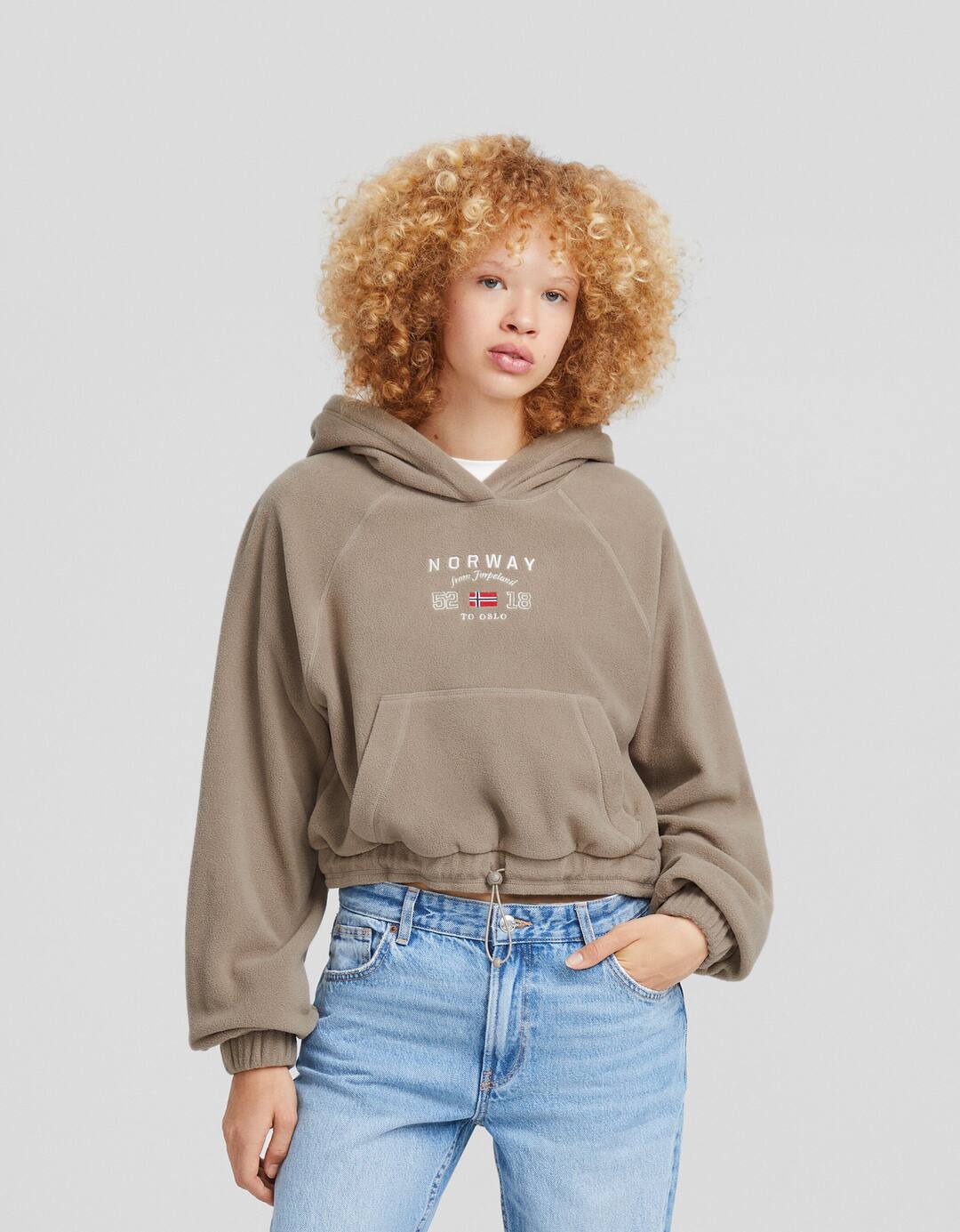 Embroidered fleece hoodie