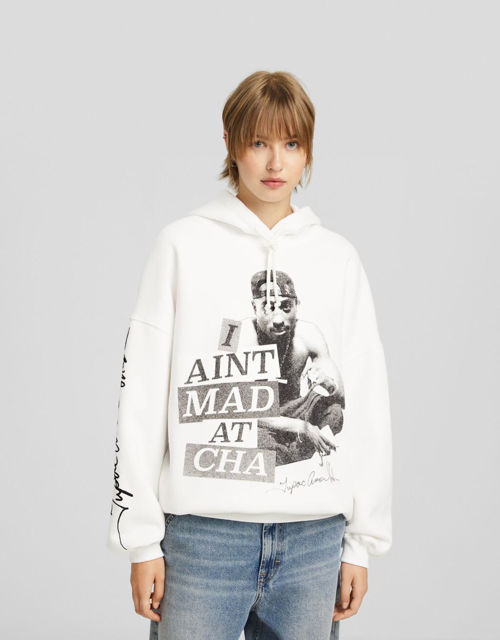 Tupac print hoodie-Off white-0