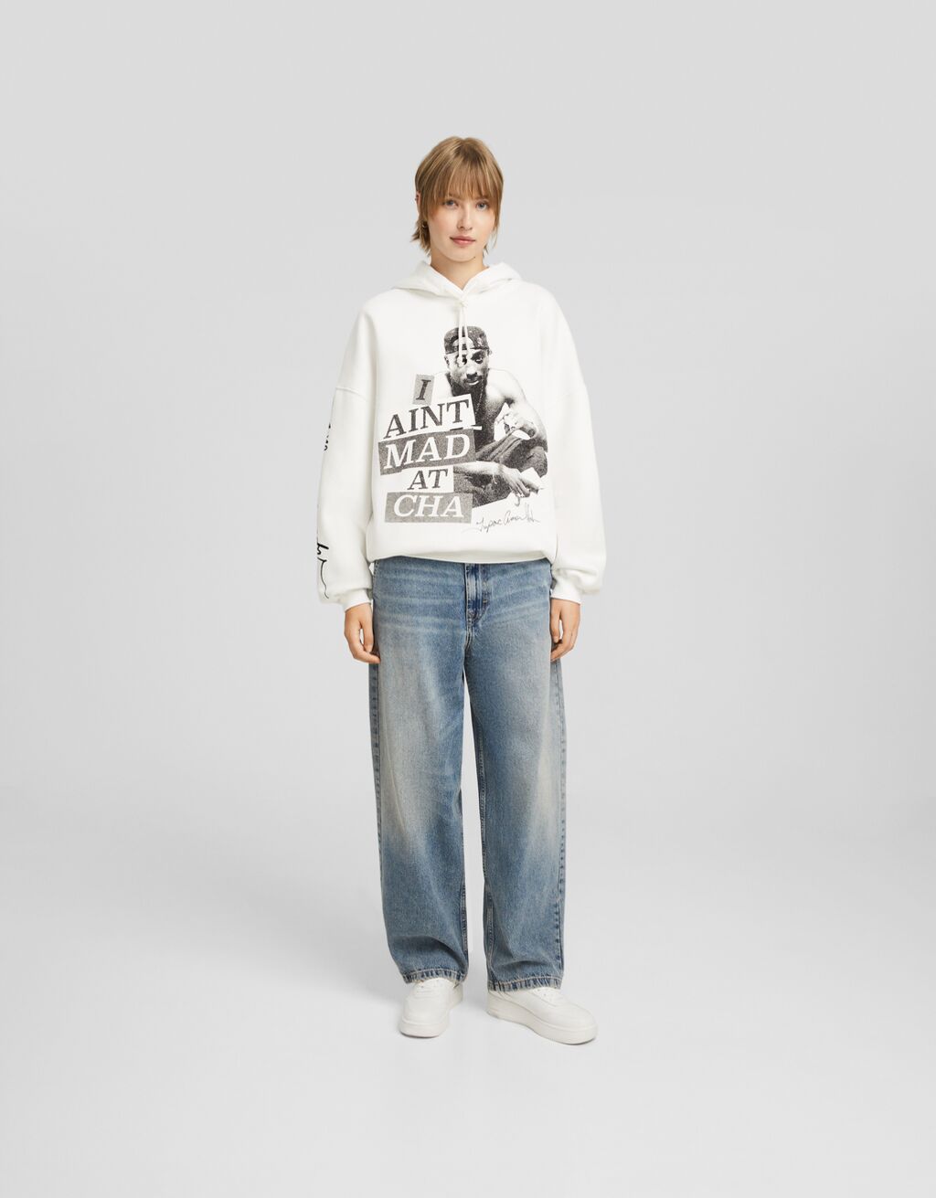 Tupac print hoodie-Off white-3
