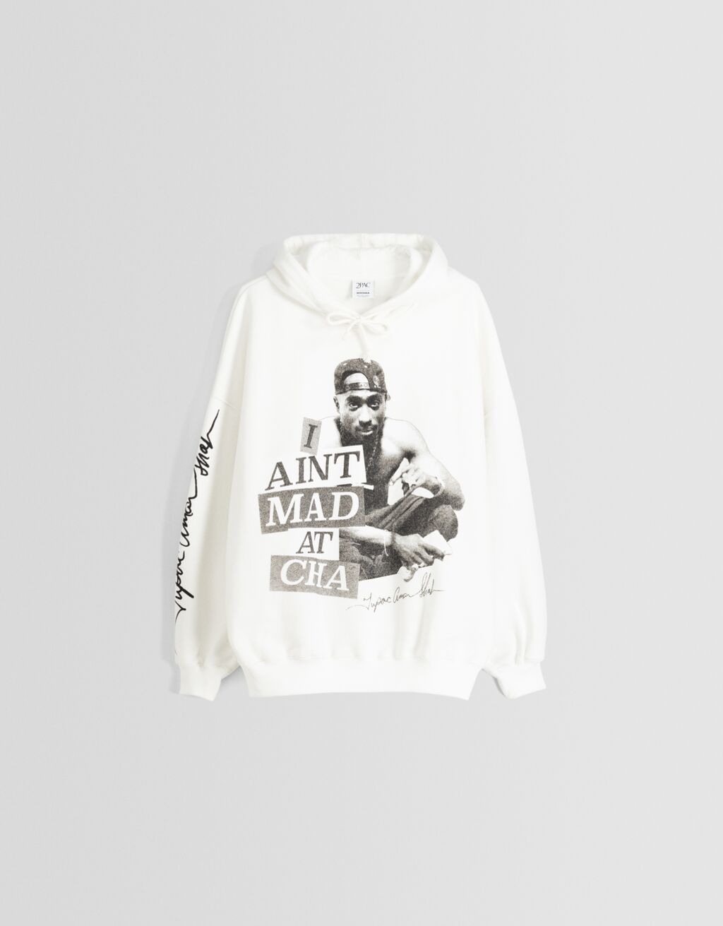 Tupac print hoodie-Off white-4