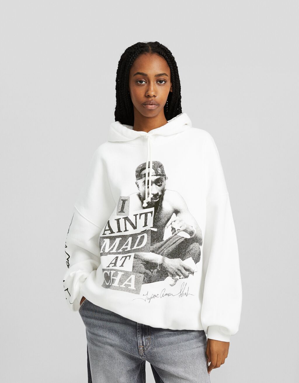 Tupac white hoodie best sale