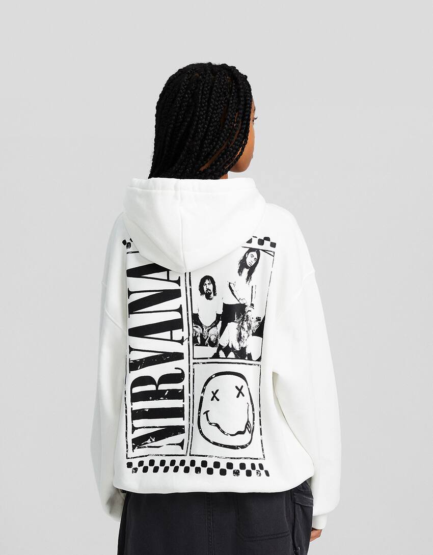 Printed Nirvana hoodie-White-1