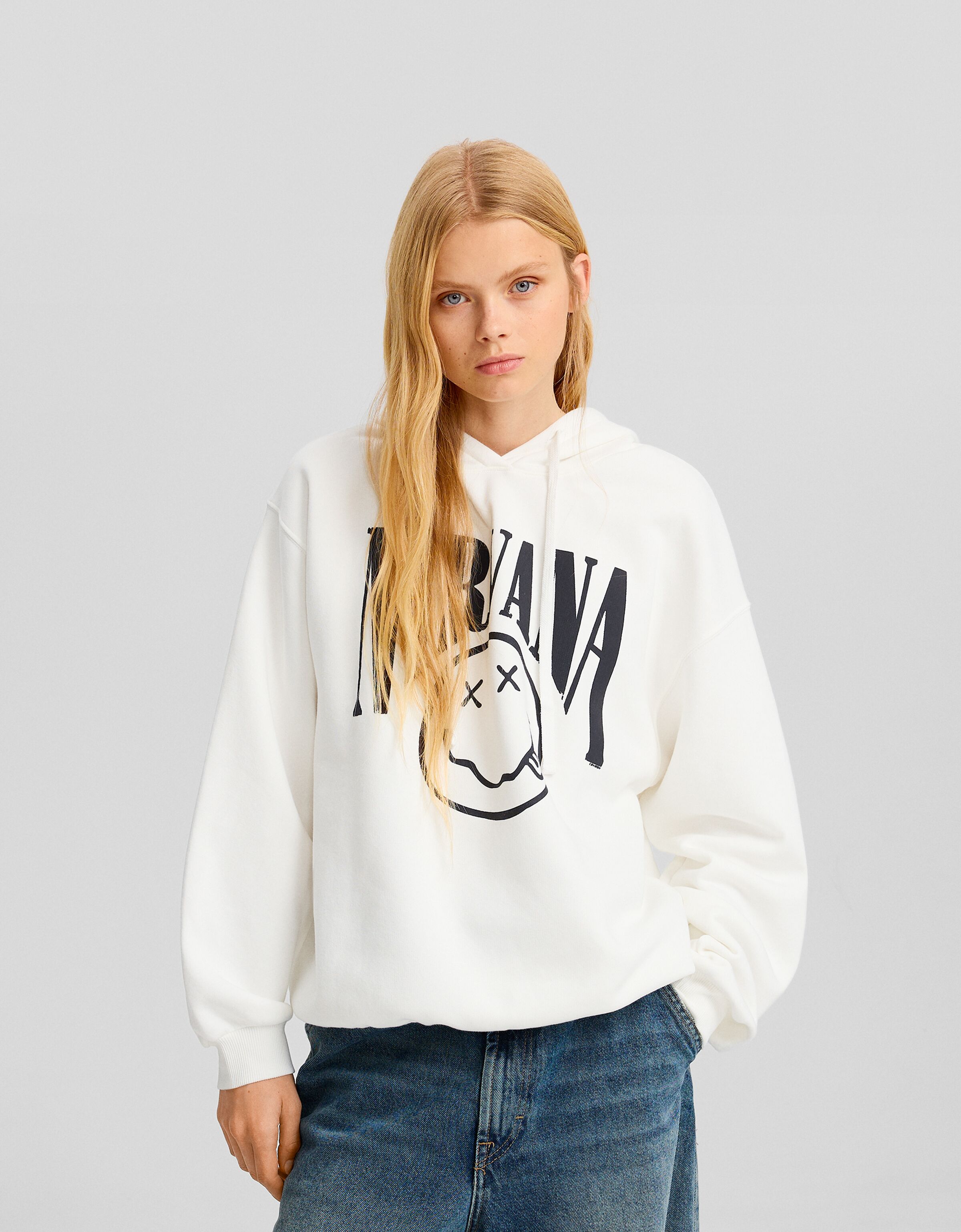 Printed Nirvana hoodie Women Bershka