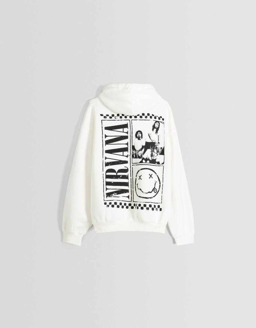 Printed Nirvana hoodie-White-5
