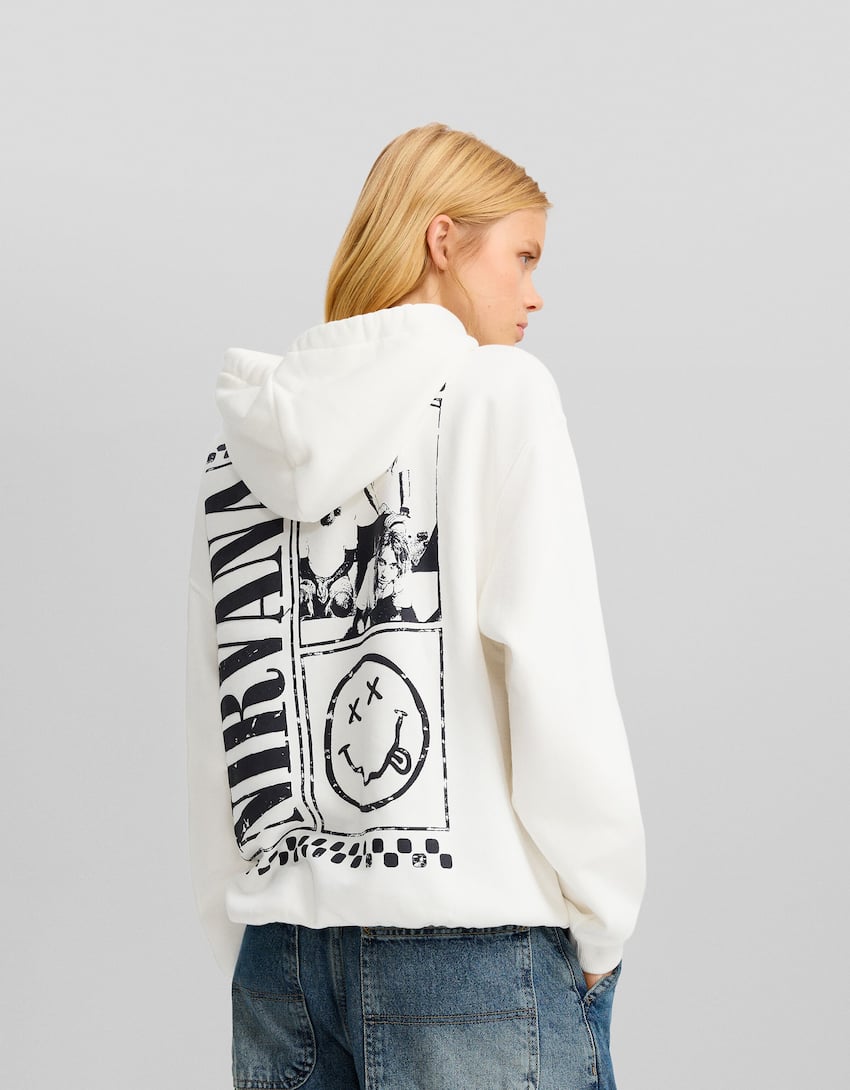 Printed Nirvana hoodie-White-1